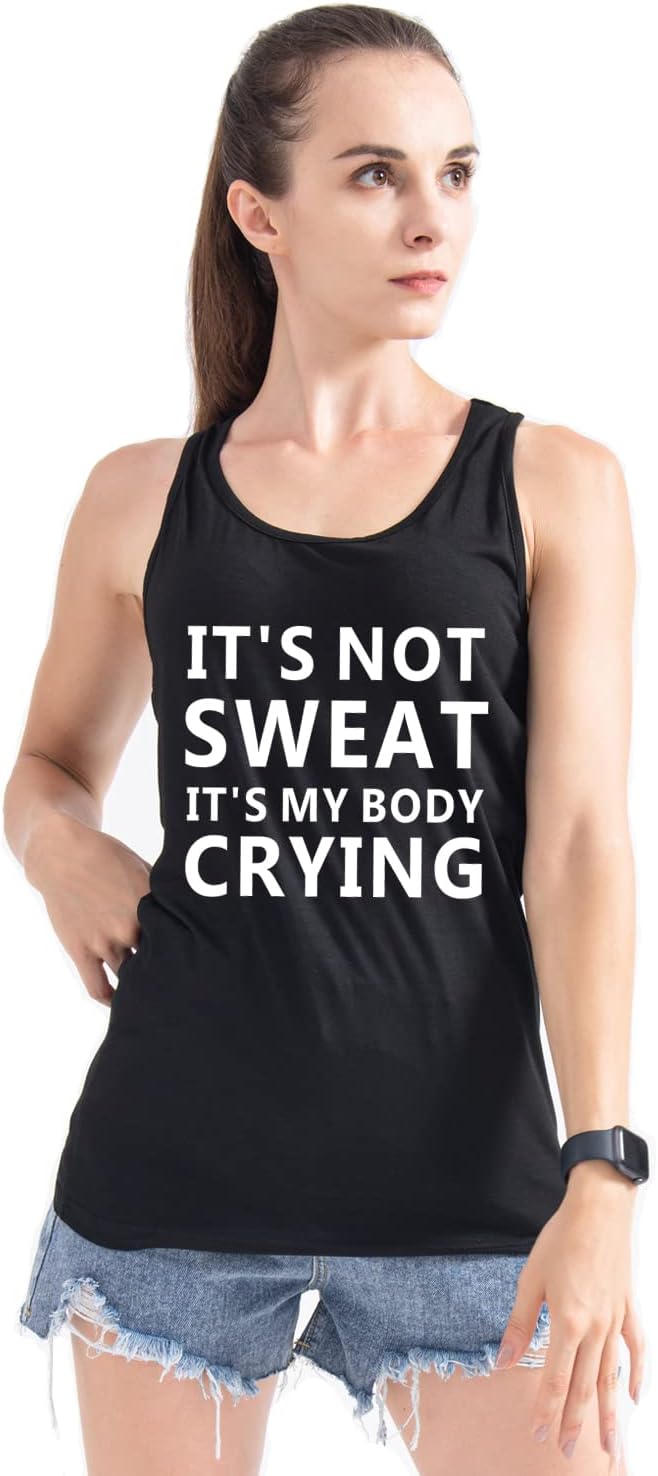 Funny Workout Tops for Women Racerback with Saying Its Not Sweat Sport Fitness Gym Sleeveless Shirts for Women
